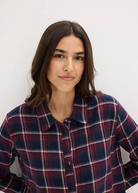 Tkaná noční košile z flanelu, s knoflíkovou lištou, bonprix