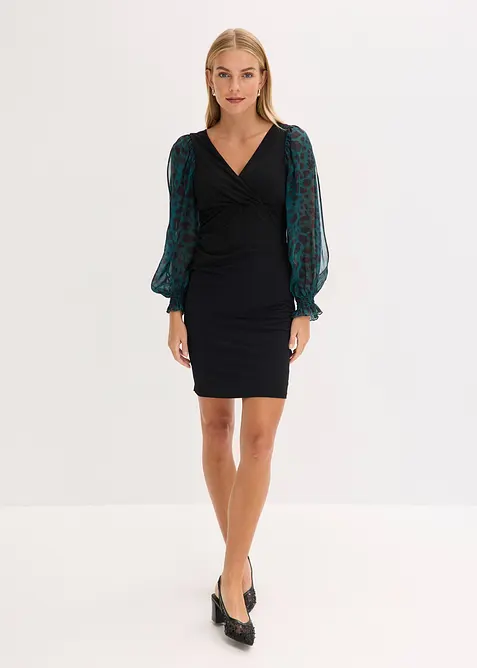 Přiléhavé minišaty s prostřihy na rukávech, bonprix