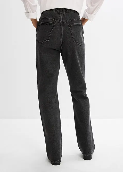 Voln&eacute; dž&iacute;ny Straight, High Waist, pohodln&yacute; pas, se &scaron;trasem, bonprix