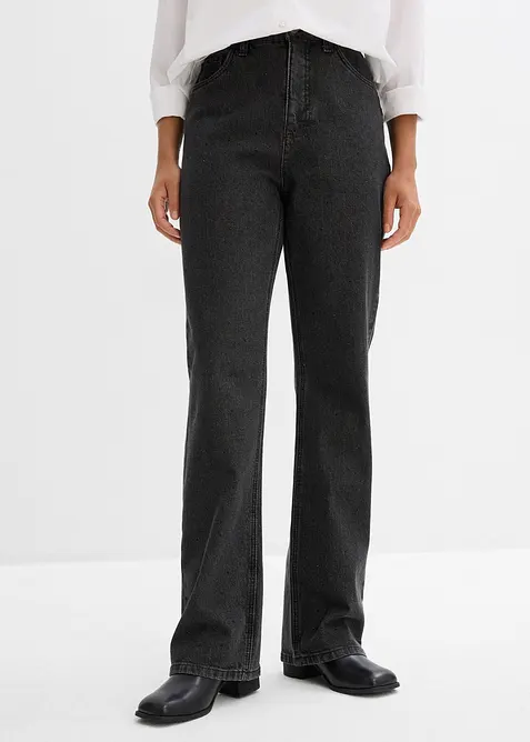 Voln&eacute; dž&iacute;ny Straight, High Waist, pohodln&yacute; pas, se &scaron;trasem, bonprix