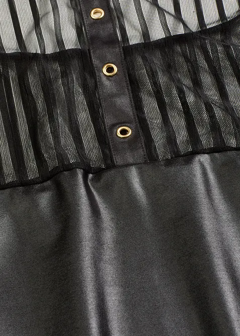 Šaty s ramínkem za krk, s mokrým vzhledem, bonprix