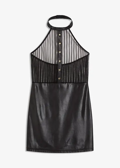 Šaty s ramínkem za krk, s mokrým vzhledem, bonprix