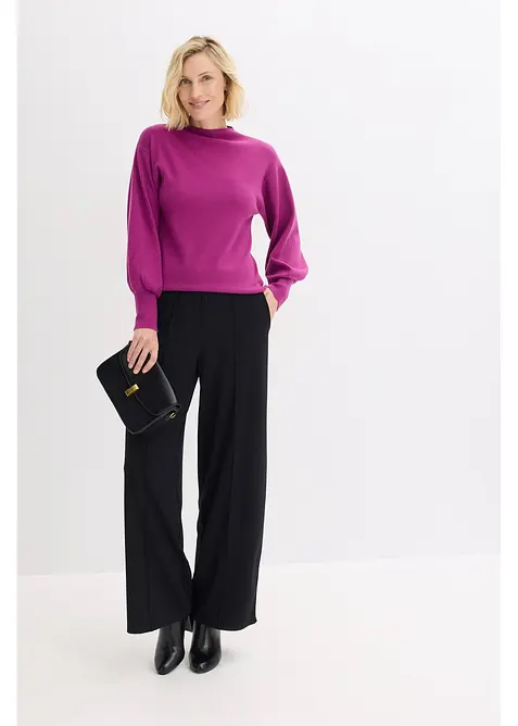 Pletený svetr s balónovými rukávy, bonprix