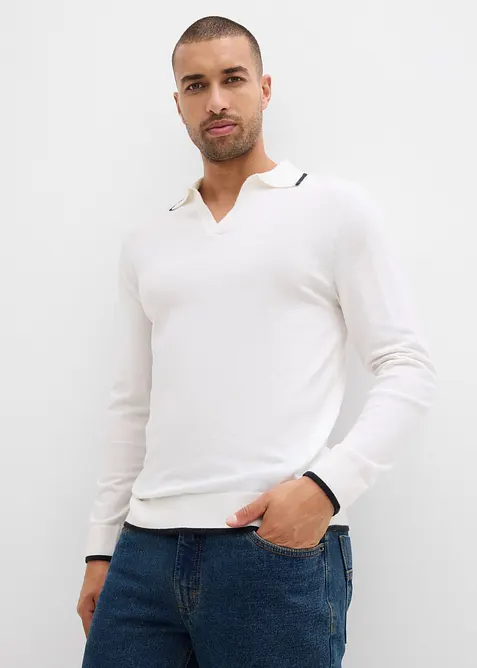 Svetr z jemné pleteniny, s kontrastními detaily, bonprix