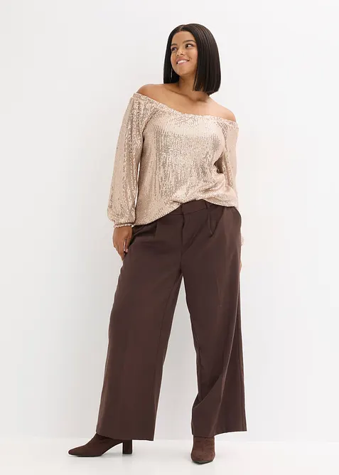 Oversized triko Carmen s pajetkami, bonprix