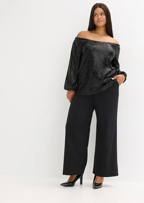 Oversized triko Carmen s pajetkami, bonprix