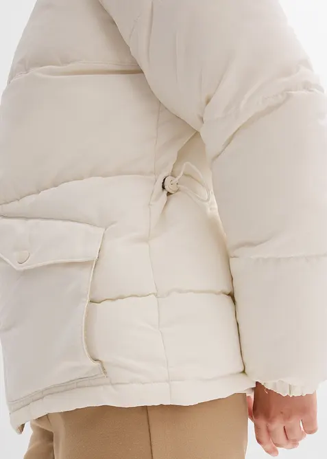 Prošívaná bunda s límcem z medvídkového plyše, bonprix