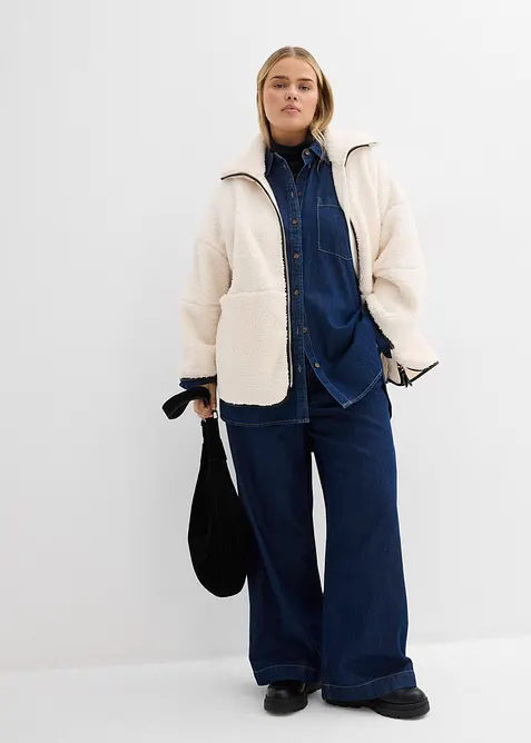 Oversize bunda z medvídkového flísu, bonprix