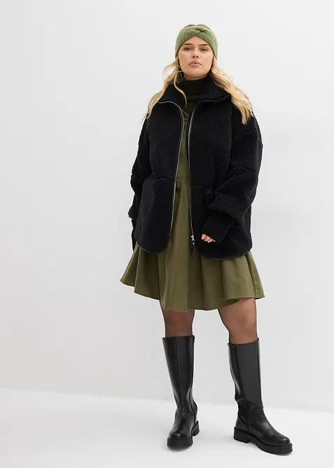 Oversize bunda z medv&iacute;dkov&eacute;ho fl&iacute;su, bonprix