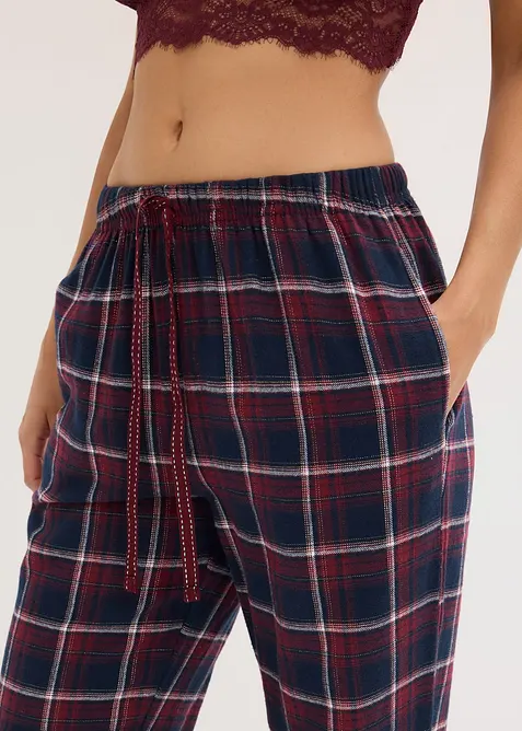 Tkané pyžamové kalhoty z flanelu, s dárkovou taškou, bonprix