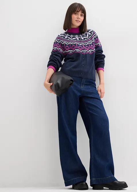 Oversize pleten&yacute; kab&aacute;tek s norsk&yacute;m vzorem, bonprix