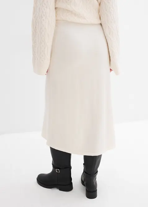 Pleten&aacute; midi sukně z měkk&eacute; visk&oacute;zov&eacute; směsi, bonprix