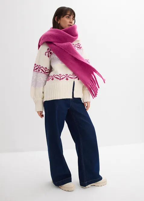 Kr&aacute;tk&yacute; pleten&yacute; kab&aacute;tek s norsk&yacute;m vzorem, bonprix