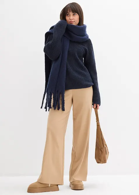 Žebrovan&yacute; oversize svetr, bonprix