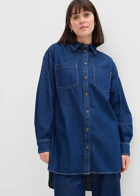 Džínová halenka z těžkého denimu, čistá bavlna, oversize střih, bonprix