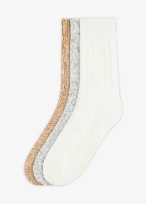 Ponožky s copánkovým vzorem (3 páry v balení), bonprix