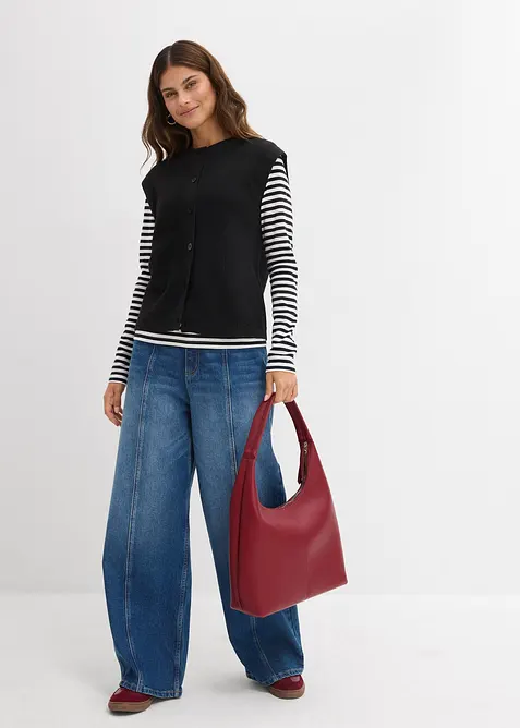 Svetr bez ruk&aacute;vů, ze silněj&scaron;&iacute; pleteniny, bonprix