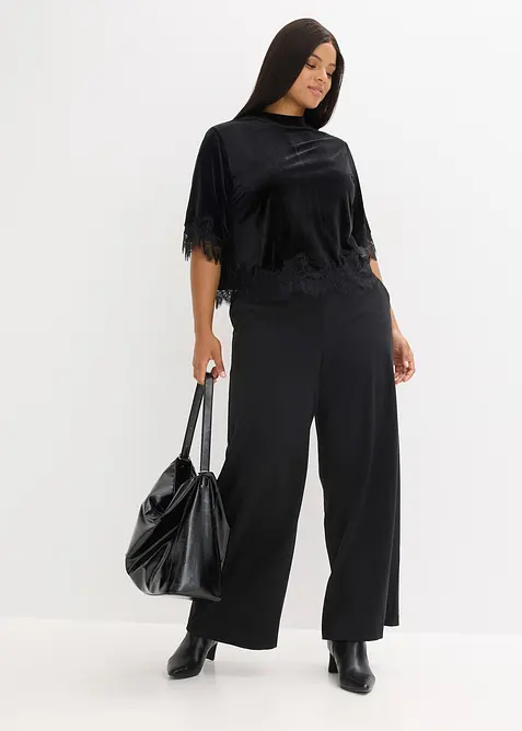 Sametové triko s krajkou, bonprix