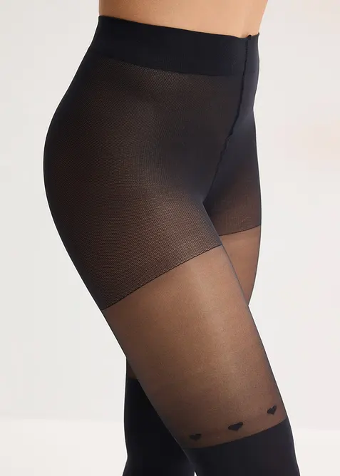 Punčochy nad kolena se srd&iacute;čky 60 DEN, bonprix