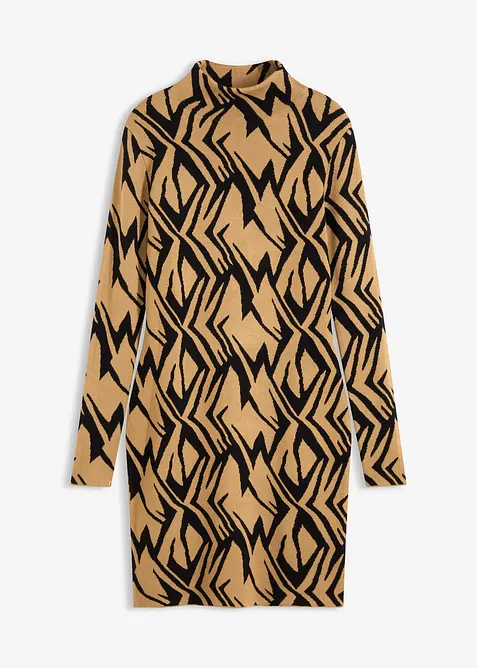 Přiléhavé pletené šaty se stojáčkem, bonprix