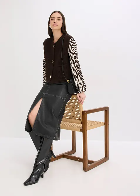 Pleten&aacute; vesta s ozdobn&yacute;mi knofl&iacute;ky, bonprix