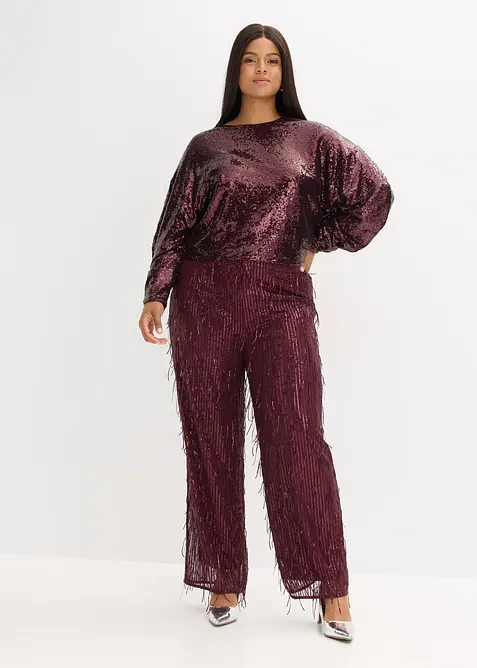 Triko s dlouhým rukávem a flitry, bonprix