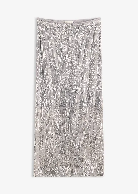 Midi sukně s pajetkami, bonprix