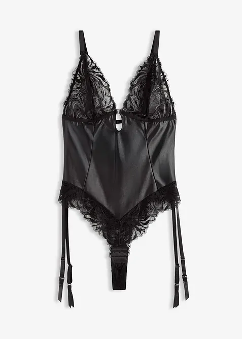 Body s mokrým vzhledem a odnímatelnými podvazkovými pásy, bonprix