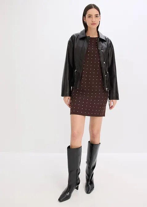 Žerzejové šaty se štrasovými aplikacemi, bonprix