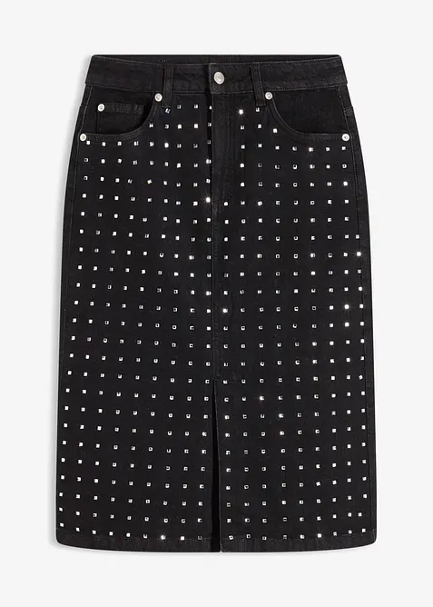 Džínová sukně se štrasovou aplikací, bonprix