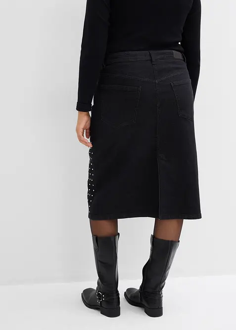 Džínová sukně se štrasovou aplikací, bonprix