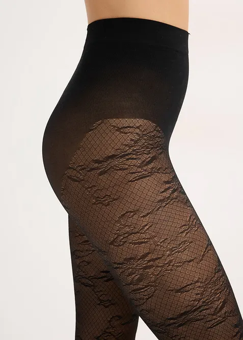 Punčochové kalhoty s květinovým síťovaným vzorem, bonprix