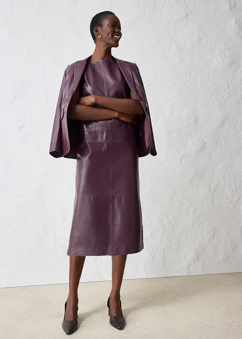 Kožené šaty z napa jehnětiny, bonprix