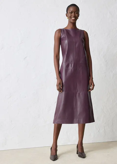 Kožené šaty z napa jehnětiny, bonprix