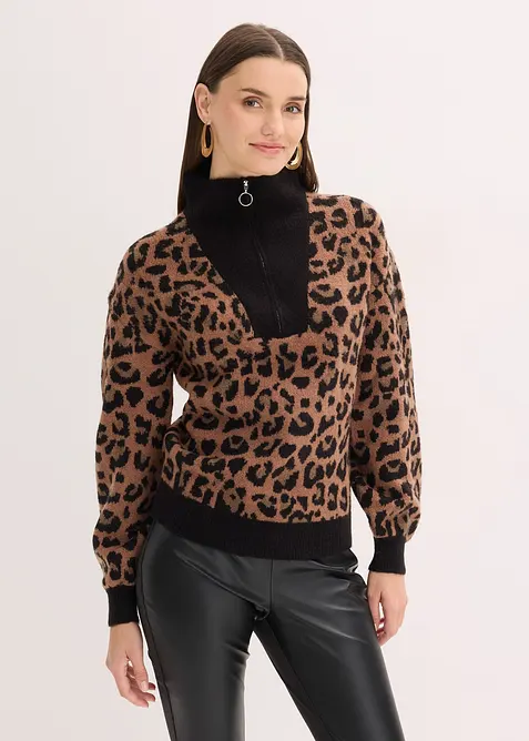 Svetr s límečkem na zip, bonprix