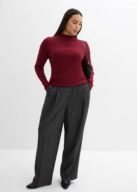 Žebrovan&eacute; tričko s dlouh&yacute;m ruk&aacute;vem, bonprix