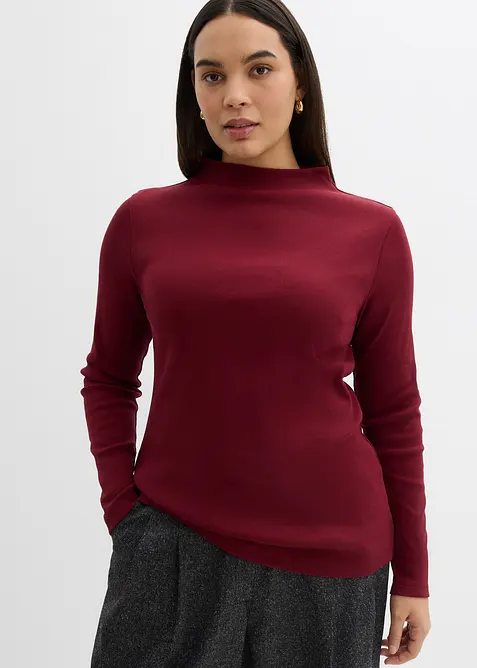 Žebrovan&eacute; tričko s dlouh&yacute;m ruk&aacute;vem, bonprix