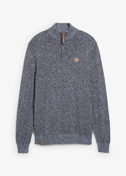 Svetr s límečkem na zip, s čistou bavlnou, bonprix