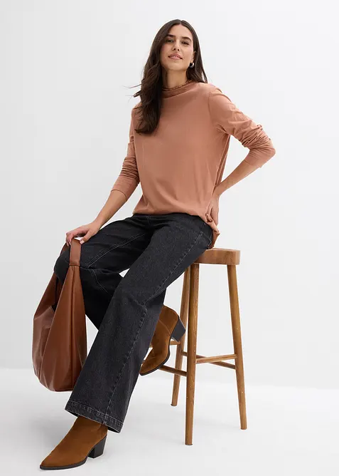 Triko s dlouh&yacute;m ruk&aacute;vem, z bavlněn&eacute; směsi, bonprix