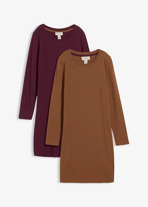 Žerzejové šaty z bavlny se strečem (2 ks v balení), bonprix