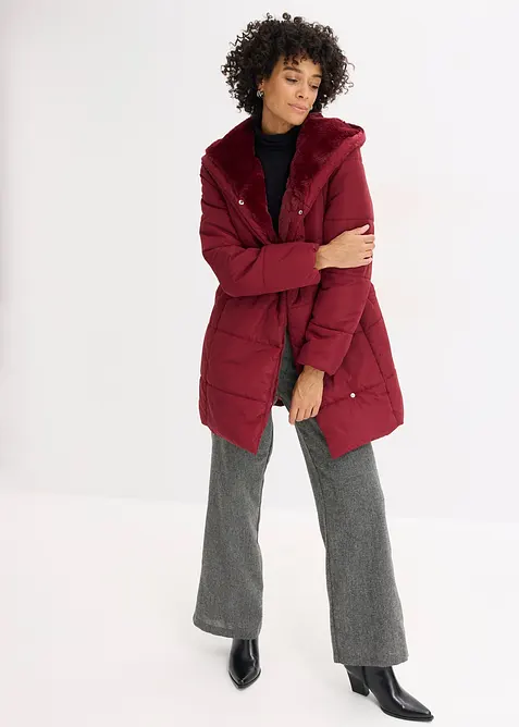 Prošívaná bunda s umělou kožešinou, bonprix