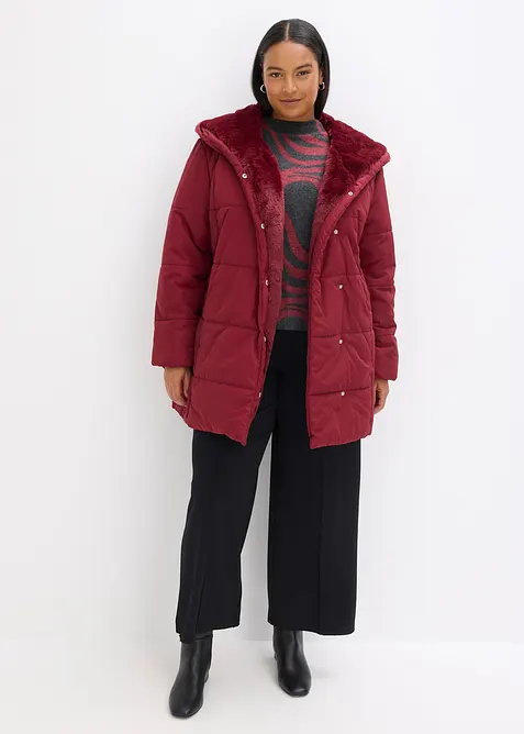 Prošívaná bunda s umělou kožešinou, bonprix