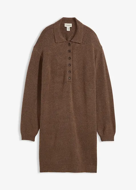 Krátké pletené šaty s knoflíkovou lištou, bonprix