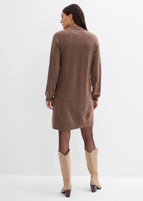 Krátké pletené šaty s knoflíkovou lištou, bonprix