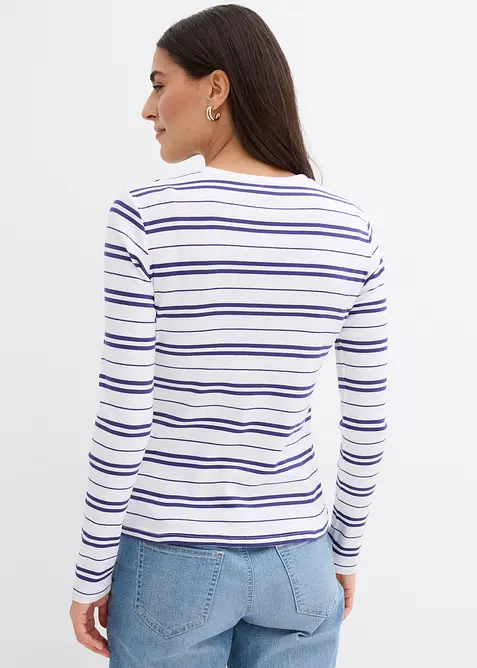 Žebrovan&eacute; tričko s dlouh&yacute;m ruk&aacute;vem, ze směsi s organickou bavlnou, bonprix