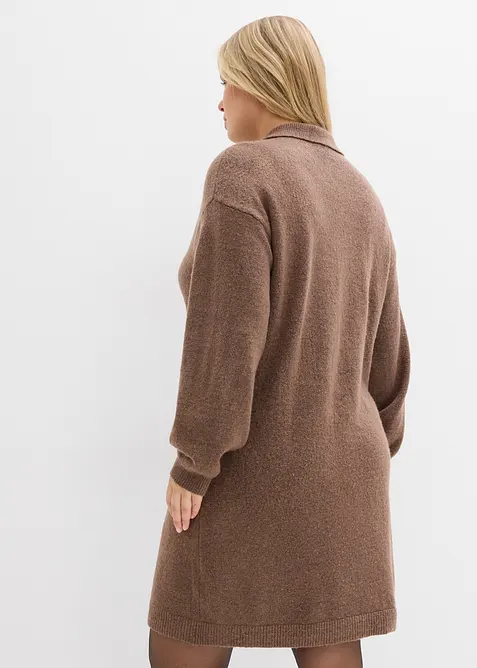 Krátké pletené šaty s knoflíkovou lištou, bonprix