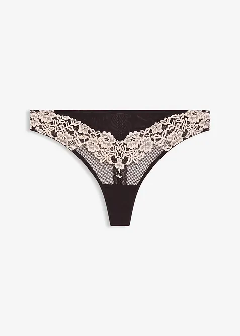 Kalhotky tanga z dvoubarevné krajky, bonprix