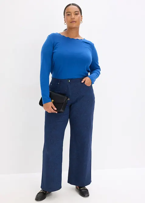 Kalhoty Wide Leg z bavlněn&eacute;ho streče, bonprix