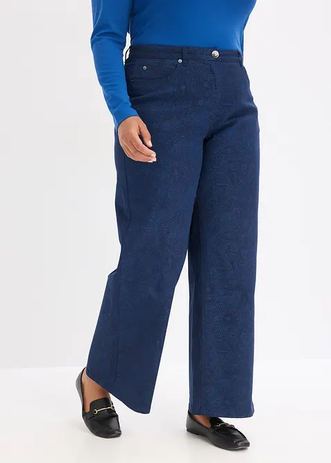 Kalhoty Wide Leg z bavlněn&eacute;ho streče, bonprix