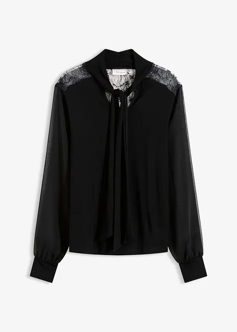 Triko s vázačkou a krajkou, bonprix